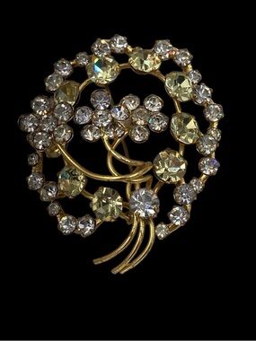 Vintage Austria Layered Rhinestone Brooch